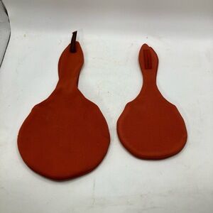 Susan Woods Cloth Paddles Brown FabricCovered BrandTagAttached Modern Minimalist